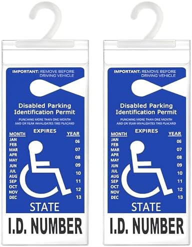 LotFancy Handicap Placard Holder, Ultra Transparent Disabled Parking Permit Protector Sleeve, 2Pcs Handicapped Placard Cover for Auto, with Large Hook