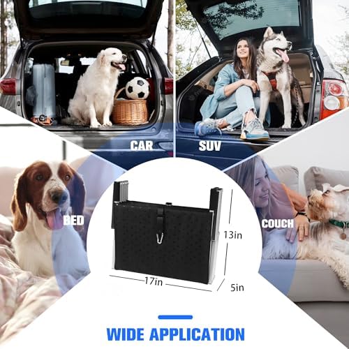 Foldable Dog Stairs for Car,17" Extra Wide Pet Ramp for Large Dog,6 Steps | 17" Extra Wide 200LBS Capacity Lightweight Portable Reinforced Pet Ramp for SUV Truck High Bed