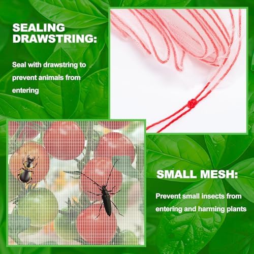 Insect Bird Barrier Mesh, 3.5 x4.6FT Garden Netting Barrier with Drawstring