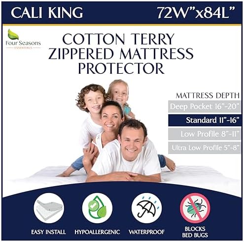 Zippered Waterproof Mattress Encasements - Hypoallergenic Mattress Protector Cover with Soft Cotton Terry Fabric Top - King Size 76' x 80'