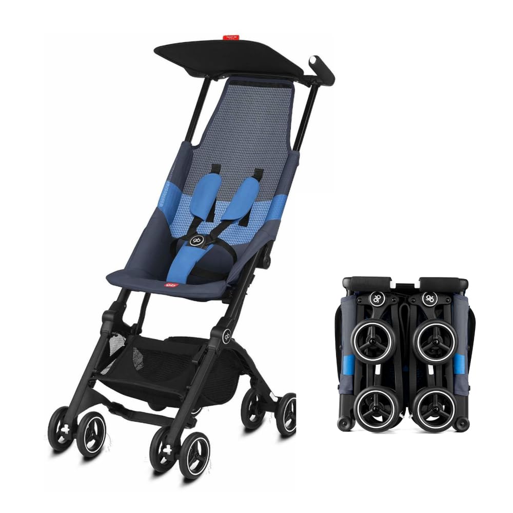 gb Pockit+ All-Terrain, Ultra Compact Lightweight Travel Stroller with Canopy and Reclining Seat in Velvet Black