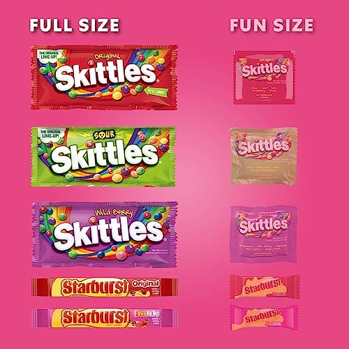 SKITTLES & STARBURST Assorted Candy Variety Pack Bulk Box 18 Count 37.05 oz | Everyday snacking, snack box, mix candy assortment bulk candy fruity candies bulk box for fundraising, snacking, road trips