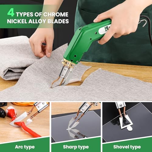 Electric Hot Knife Rope Fabric Cutting Tool Kit 4 Blades 600° C | Pro Fabric Cutting Heat Cutter 100W Heat Sealer for Sponge Cloth Board Webbing