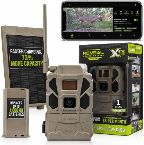TACTACAM Reveal X 3.0 Cellular Trail Camera + LiPo Battery & Solar Panel | Night Vision | 4K photo, 1080p video, auto-connect multi-carrier LTE