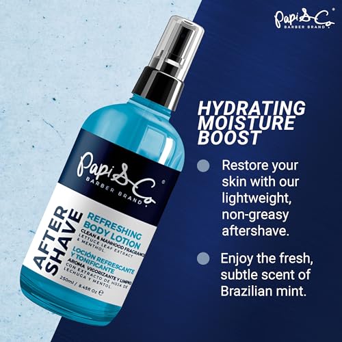 PAPI & CO. After Shave Lotion for Men, Refreshing Post Shave Body Lotion with Menthol & Lettuce Leaf Extract