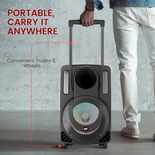 Pyle 8’’ Portable PA Speaker System - 280 Watts PA & Karaoke Speaker with Two Wireless & 1 Wired Microphone, Wireless Bluetooth Streaming