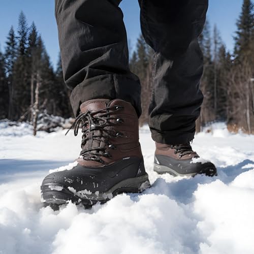 NORTIV 8 Men's Insulated Waterproof Winter Snow Boots | Sealed Build Keeps Feet Dry; Rubber Outsole Boosts Grip; Stable Fit Adds Support; Ideal for Hiking, Daily Wear BRIGADE