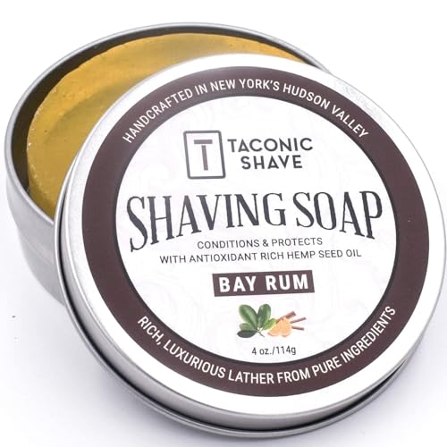 Taconic Lavender Natural Shaving Soap Puck, Rich Lather | Calming lavender aroma pairs with moisturizing natural oils to build rich protective lather for a comfortable wet shave.