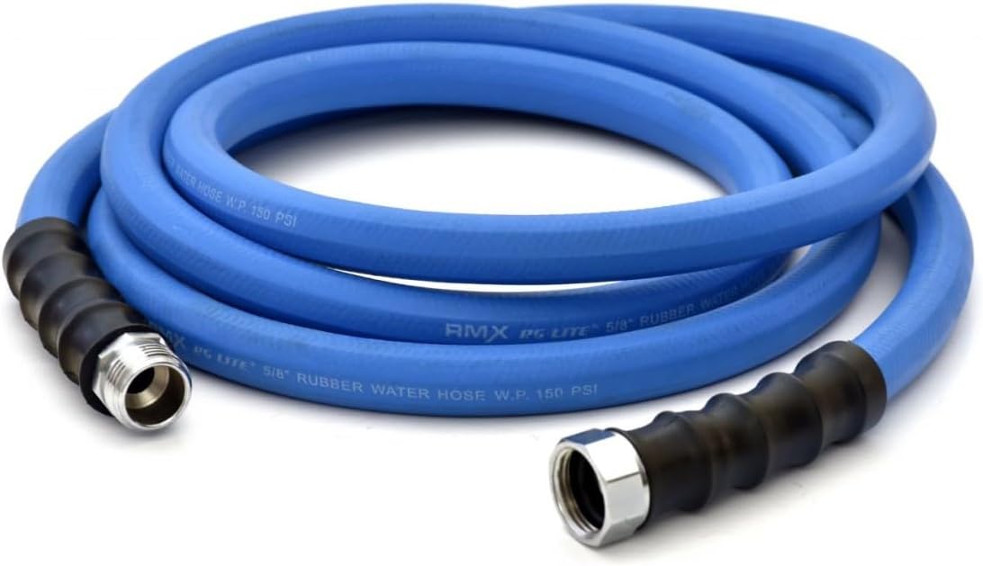 AG-LITE BSAL5825 5/8" x 25' Hot/Cold Water Rubber Garden Hose, 100% Rubber, Ultra-Light, Super Strong, 500 PSI, 50F to 190F Degrees, High Strength Polyester Braided