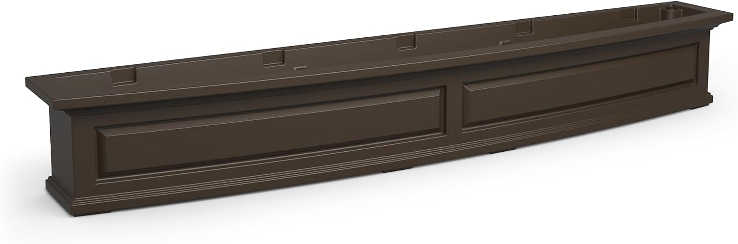 Mayne Nantucket 36in Self-Watering Rectangular Window Box Planter, White | Self-watering, All season, Fade resistant, Mounting brackets included, Built-in overflow, 15-year warranty