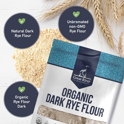 Great River Milling Organic Dark Rye Flour, Whole Grain, 25 lb