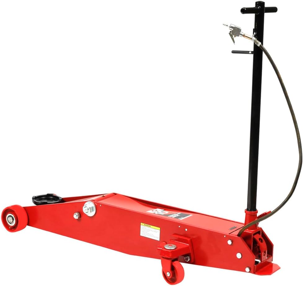 AFF 10 Ton Air Hydraulic Long Chassis Jack - for Long Overhang Vehicles | 10 T Floor Jack with Foot Pump & 3-Position Lock Handle - Ideal for Repair Shops, Bus & Truck Fleets, Heavy Duty Equipment