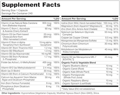 NATURELO One Daily Multivitamin for Women w/Vitamin B12, 60 Ct, Energy Support, Whole Food Daily Women Multivitamin Supplement, Nourish Hair/Skin/Nail, Non-GMO, No Soy, Gluten Free, 2 Month Supply | Energy Support, Whole Food Daily Women Multivitamin Sup…
