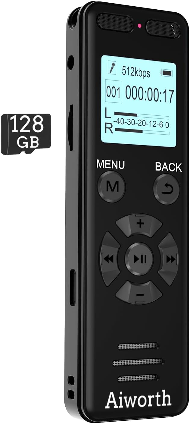 136GB Digital Voice Recorder Voice Activated Recorder for Lectures Meetings - aiworth 9860 Hours Sound Audio Recorder Dictaphone Recording Device