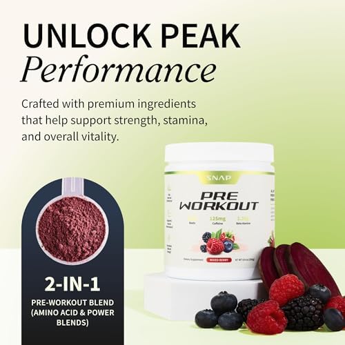 Snap Supplements Beet Root Powder Natural Pre Workout for Men Women, 30 SRV