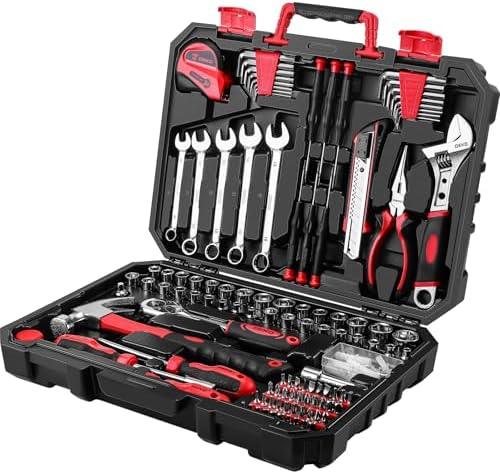 DEKOPRO 158 Piece Tool Set-General Household Hand Tool Kit,Auto Repair Tool Set, with Plastic Toolbox Storage Case