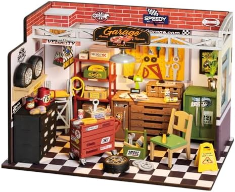 ROBOTIME DIY Miniature House Kit Mini Green House Tiny Dollhouse Wooden Furniture Kit with LED Halloween/Christmas/Birthday Gifts for Adults (Cathy's Greenhouse)
