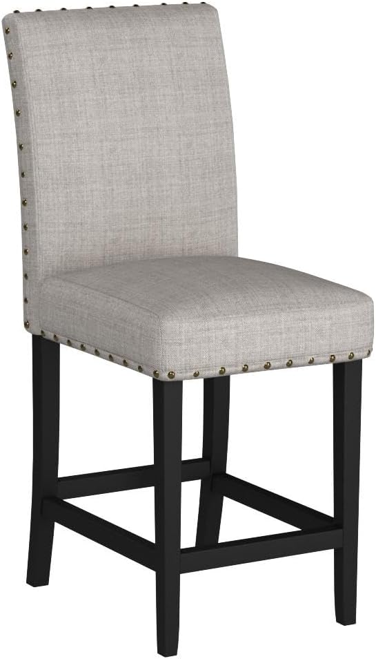 Biony Blue Fabric Counter Height Stools with Nailhead Trim, Set of 2