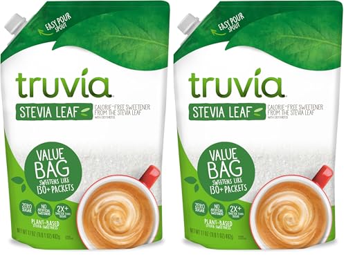 Truvia, Sweetener Natural Calorie Free, 9.8 Ounce | Spoonable jar; 3/4 tsp = 2 tsp sugar; stevia leaf, erythritol; non-GMO, gluten-free, kosher; diabetic & keto