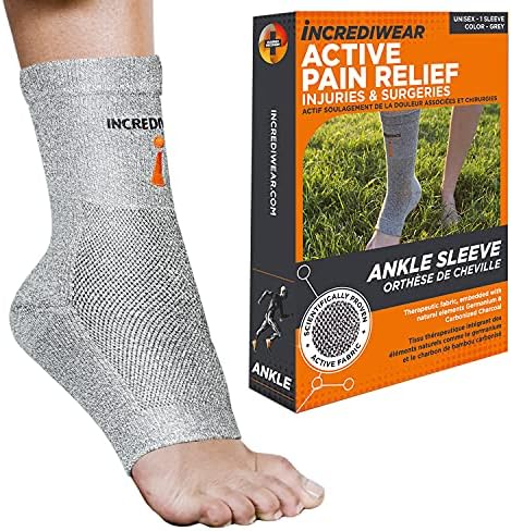 Incrediwear Ankle Sleeve – Infrared Ankle Brace for Women and Men to Support Pain Relief, Swelling, Plantar Fasciitis, Sprains, Achilles, Arthritis (Grey, Small/Medium)