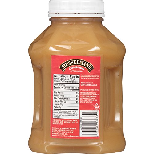 Musselman's Unsweetened Apple Sauce - low calorie, gluten free snack, low sodium, kosher, fat-free, no cholesterol, no high fructuse corn syrup, from 100% fresh American Grown Apples. (48oz x 8)