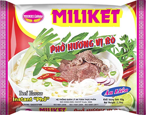 Miliket-Colusa Vietnam Instant Rice Noodles - Beef Flavor Instant Pho (Pack of 10)