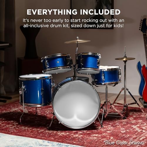 Best Choice Products Kids 5-Piece Beginner Drum Set Junior Kit, Starter Percussion w/Cymbals, Pedal, Drumsticks, Stool, Toms, Snare, Hi Hat - Black