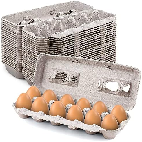 MT Products Blank Natural Pulp Egg Cartons Holds Up to Twelve Eggs 11.50" x 4.2" x 1.25" - Perfect for Chicken Farm (Pack of 15) - Made in the USA