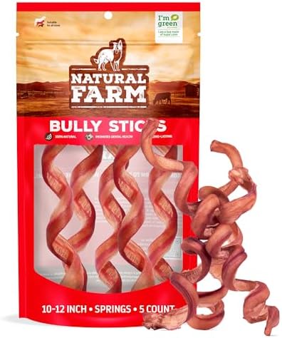 Natural Farm Odor Free Bully Sticks Ring Shaped (3-4 Inch, 10 Pack) - 100% Beef Chews for More Engagement & Fun, Grass-Fed, Non-GMO
