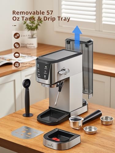UDI Espresso Machines, 20 Bar Espresso Coffee machine | with LED Touch screen, for Lattes, Cappuccinos, Americano