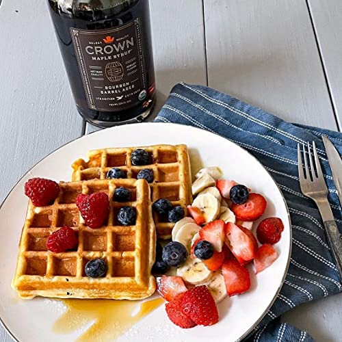 Crown Maple Organic Bourbon Barrel Aged Maple Syrup, Pancakes, Flavor Cocktails, Marinades and Sauces, 12.7 Fl Oz