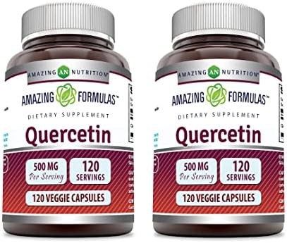 Amazing Formulas Quercetin 500mg 120 Veggie Capsules Supplement - Non-GMO - Gluten Free - Supports Overall Health & Well Being
