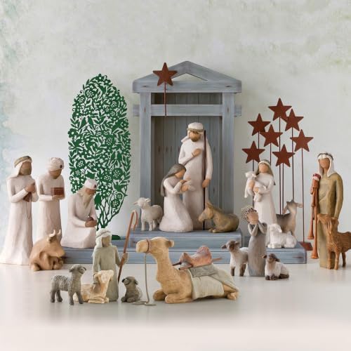 Willow Tree Shepherd and Stable Animals, Sculpted Hand-Painted Nativity Figures, 4-Piece Set | Designed by Artist Susan Lordi, Build the Nativity Scene, a Timeless Holiday Tradition to Display on Mantel or Tabletop
