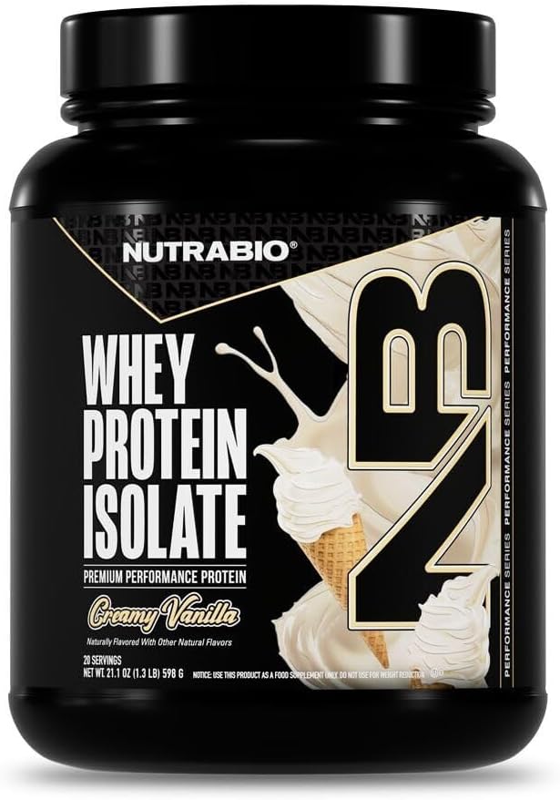 NutraBio 100% Whey Protein Isolate Protein Powder, 25g Protein with Complete Amino Acid Profile, Non-GMO, Soy & Gluten Free, Low Carb, Low Calorie Whey Protein Powder, Raw Unflavored, 20 Servings