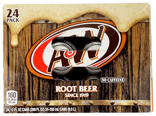 A&W Root Beer Soda, 12 fl oz cans, 24 pack
