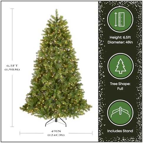 National Tree Company 7.5ft Pre-Lit Downswept Douglas Fir Christmas Tree | 750 Clear Lights, 1,867 Tips, Includes Stand, Artificial, Green