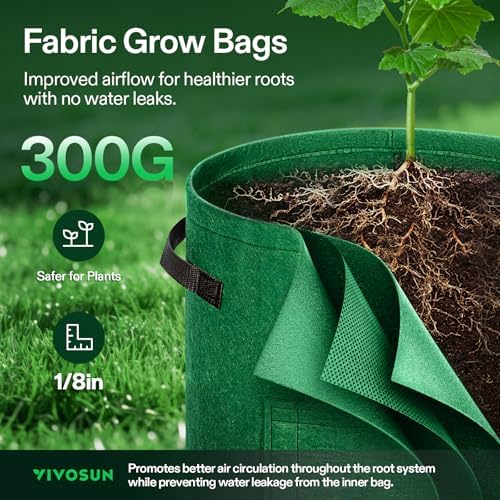 VIVOSUN 5-Pack 7 Gallon Potato Grow Bags, Roll-up Harvest Window