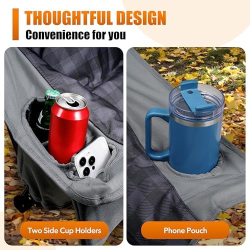 Camping Chairs for Adults Heavy Duty Padded Folding XL Camp Chairs with Cup Holder, Supports 500lbs