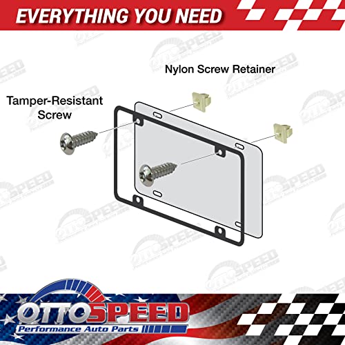 OttoSpeed Anti-Theft Security Screws for License Plate - Rustproof Fastener with Theft-Proof Black Stainless Steel Screws, Nylon Screw Inserts