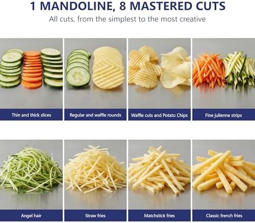 Bron Coucke – Professional Stainless Steel Mandoline with Protective Carriage – 2 Integrated Cutting Blade Units (3 mm & 10 mm) – Smooth &