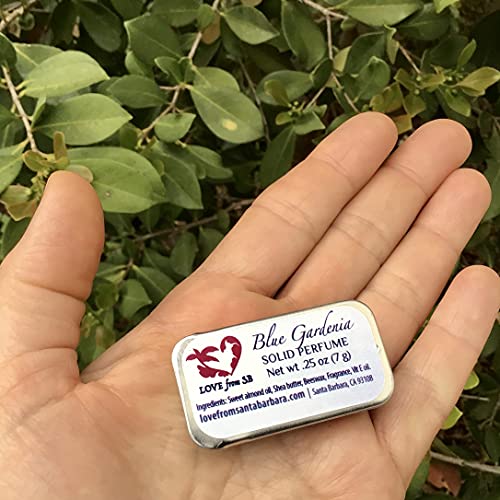 Compact Personal Blue Gardenia Solid Perfume | Luxurious Artisan Spa Gift for Her | Escape to the Islands | Convenient