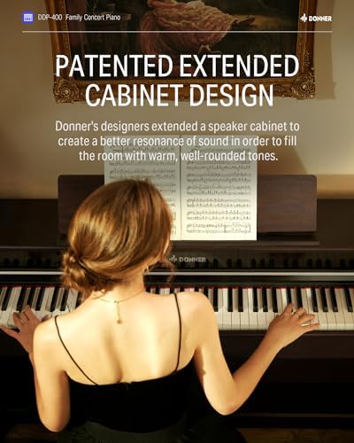 Donner DDP-300 Digital Piano with 88 Graded Hammer Action Weighted Keys, Record, Bluetooth, 10 Voices, 4 Reverb, Speakers