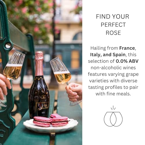 Non-Alcoholic Rosé Wine Sampler - 4 Bottles (25.4 Fl Oz Each) So Jennie Sparkling, Le Petit Chavin, Pierre Zéro Signature