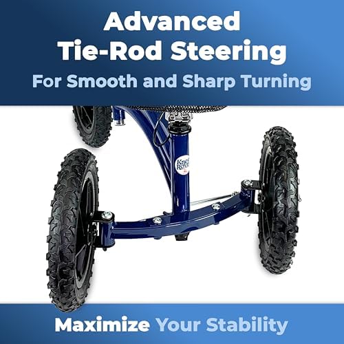 KneeRover Original Steerable All Terrain Knee Scooter – Heavy Duty Foldable Knee Walker & Mobility Aid for Adults with Adjustable Handlebar and Large Wheels (Blue) | For Adults for Foot Surgery, Heavy Duty Knee Walker for Broken Ankle Foot Injuries Recov…