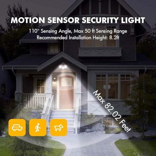 LUTEC Shrimp P6221B-PIR24 2000 Lumen 18 Watt 26 LED Motion Activated Integrated Dual-Head Floodlight Outdoor, IP54 Waterproof Exterior Security Wall Light for Patio, Garden, Yard-Black