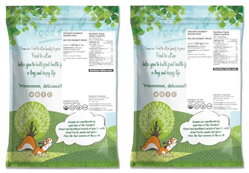Food to Live Organic Brown Basmati Rice, 20 Pounds Non-GMO, Whole Long-Grain Rice Variety, Fragrant, Kosher, Vegan, Bulk. Less Starch Content. High in Dietary Fiber. Great for Making Stir-Fries