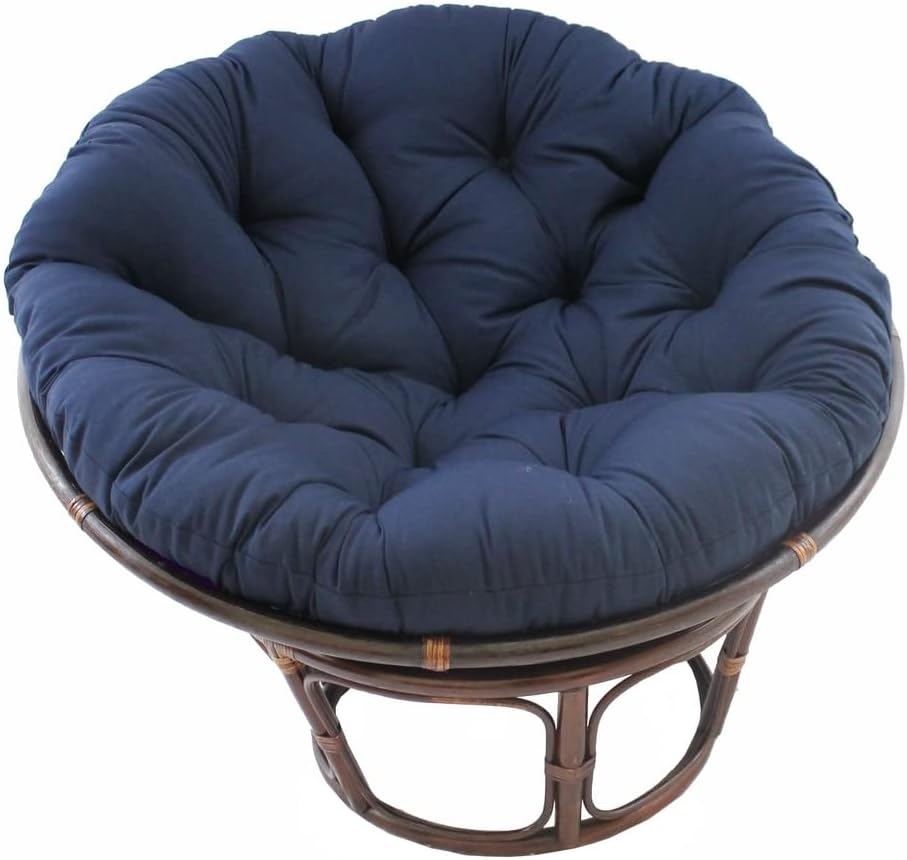 Furniture Piece 42-Inch Rattan Papasan Chair with Solid Twill Cushion