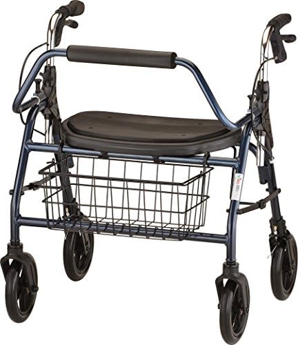 NOVA Mighty Mack Heavy Duty Bariatric Rollator Walker, Rolling Walker with 500 lb. Capacity, Locking Hand Brakes, Padded Seat & Front Basket