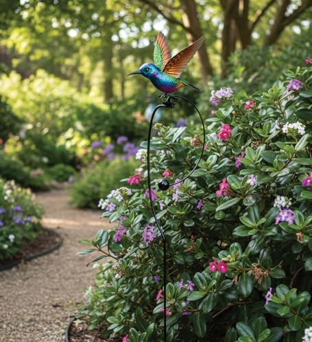 Regal Art & Gift Rocker Hummingbird Garden Stake, Kinetic Metal Yard Art