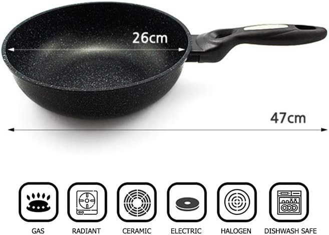 Marble Coated Cast Aluminum Non Stick Frying Wok (26cm / 10 Inch)